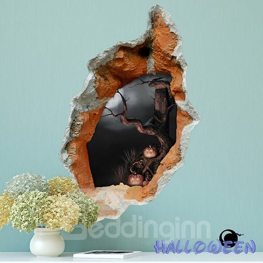 Halloween Dark Scary Forest Hole Peek 3D Wall Sticker