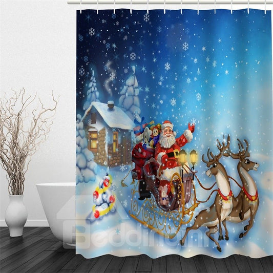 3D-Weihnachtsvater sendet Geschenke Polyester wasserdichter antibakterieller umweltfreundlicher Duschvorhang