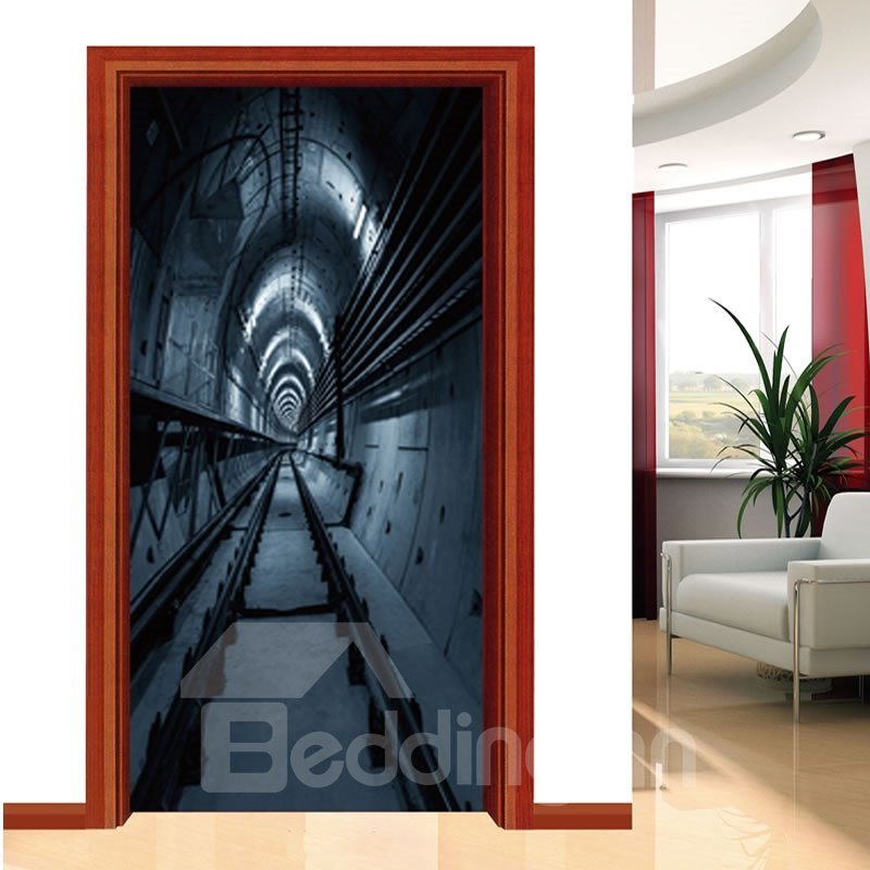 30 x 79 Zoll große, umweltfreundliche, selbstklebende 3D-Türwandbilder aus PVC mit Schienen