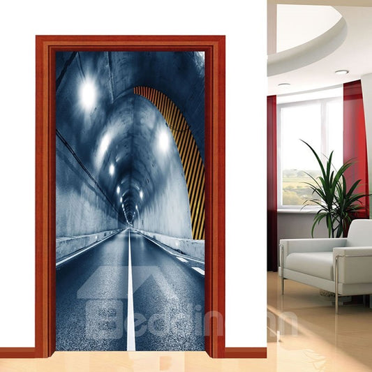 Mural de puerta 3D autoadhesivo ambiental e impermeable de PVC con túnel de 30 × 79 pulgadas