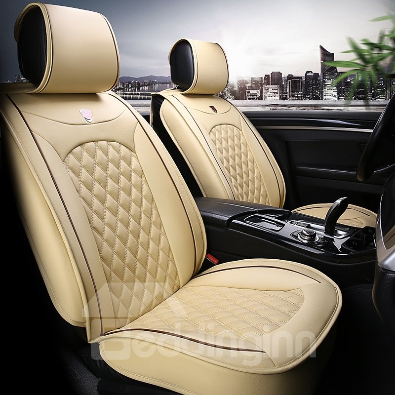 Leather Car Seat Covers, Faux Leatherette Automotive Vehicle Cushion Cover for Cars SUV Pick-up Truck Universal Fit Set for Auto Interior Accessories