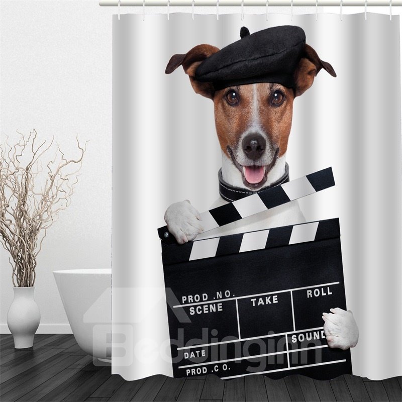 3D Dog Printed Polyester Waterproof Antibacterial Eco-friendly Shower Curtain