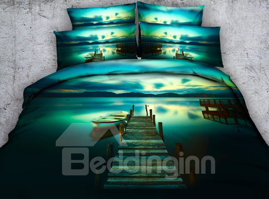 Jetty and Canoe Printed 3D 4-Piece Bedding Sets/Duvet Covers