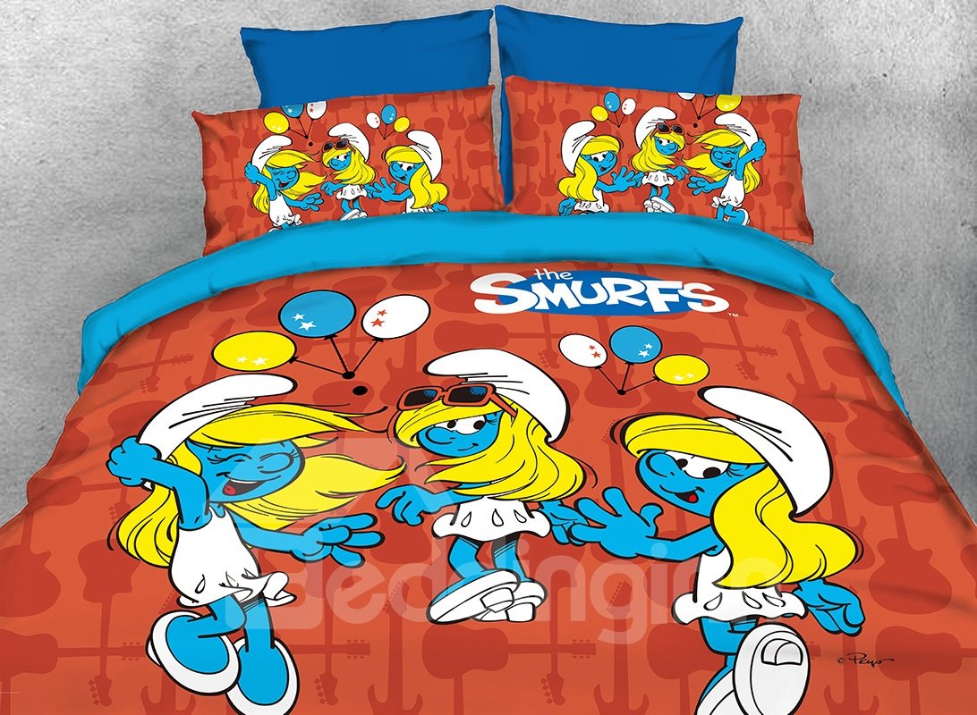 Smurfette with Balloons 4-Piece Bedding Sets/Duvet Covers