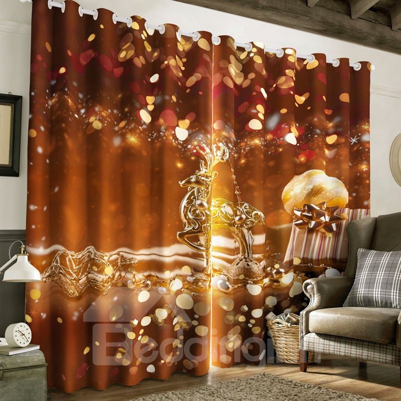 Festival Home Decoration Christmas Gifts Printed Polyester Custom Living Room Curtain