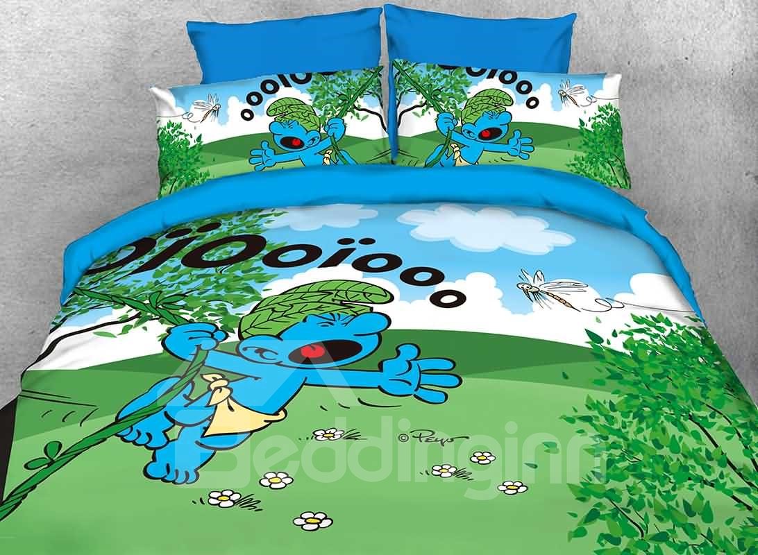 Wild Smurf in Jungle Natural 4-Piece Bedding Sets/Duvet Covers