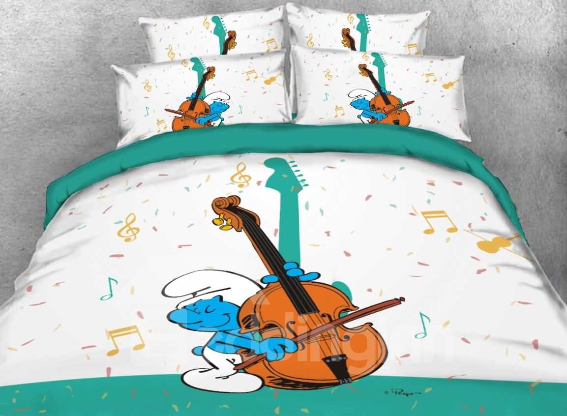 Violin Smurf Printed 4-Piece Bedding Sets/Duvet Covers