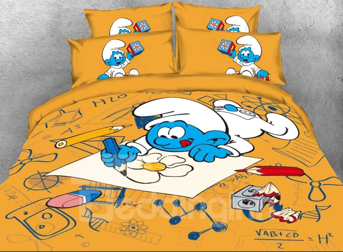 Baby Painter Smurf Printed 4-Piece Bedding Sets/Duvet Covers