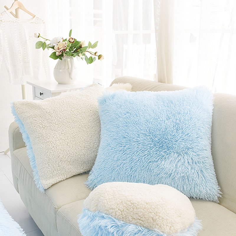 Sweet Home Collection Plush Pillow Light Blue Square Fluffy Throw Pillows 45x45cm