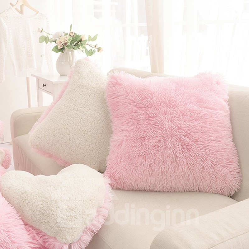 Sweet Home Collection Pink 1 Piece Square Plush Fluffy Throw Pillows