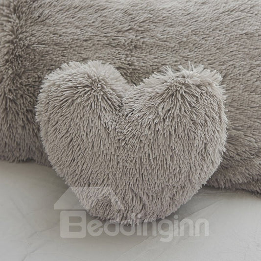 Almohada mullida con forma de corazón, almohada de felpa gris de 1 pieza, cojín de sofá polar para sala de estar, colección Sweet Home