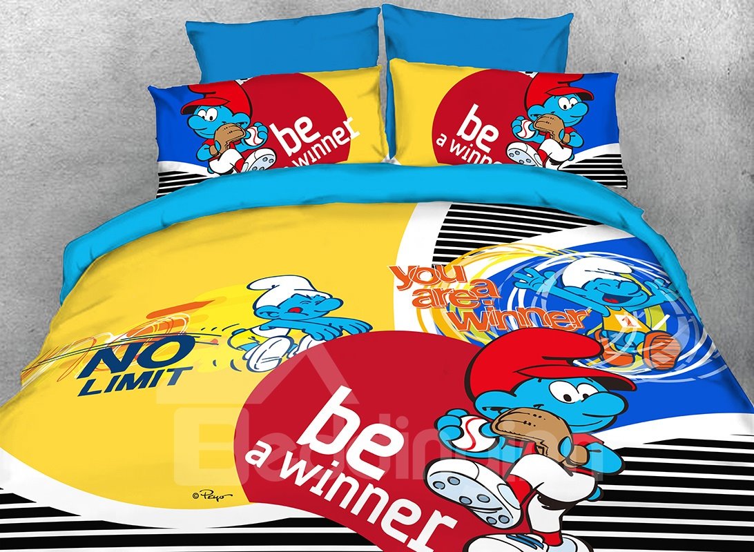 Smurf Sports Activity Twin 3-teiliges Kinderbettwäsche-Set/Bettbezüge