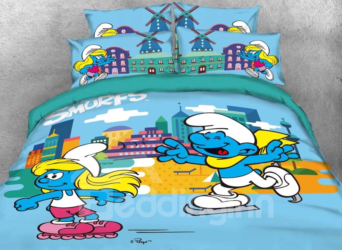 Skater Smurf and Smurfette Twin 3-Piece Kids Bedding Sets