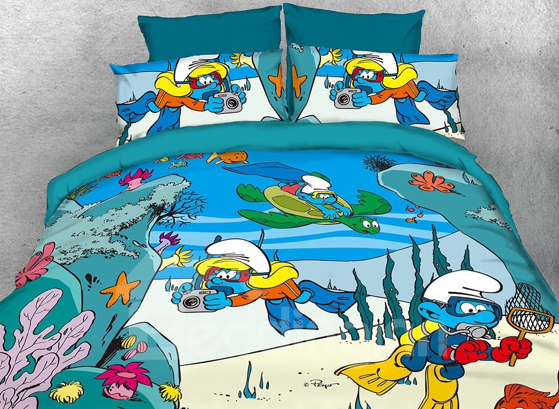 The Smurfs Exploring the Underwater World Twin 3-Piece Kids Bedding Sets