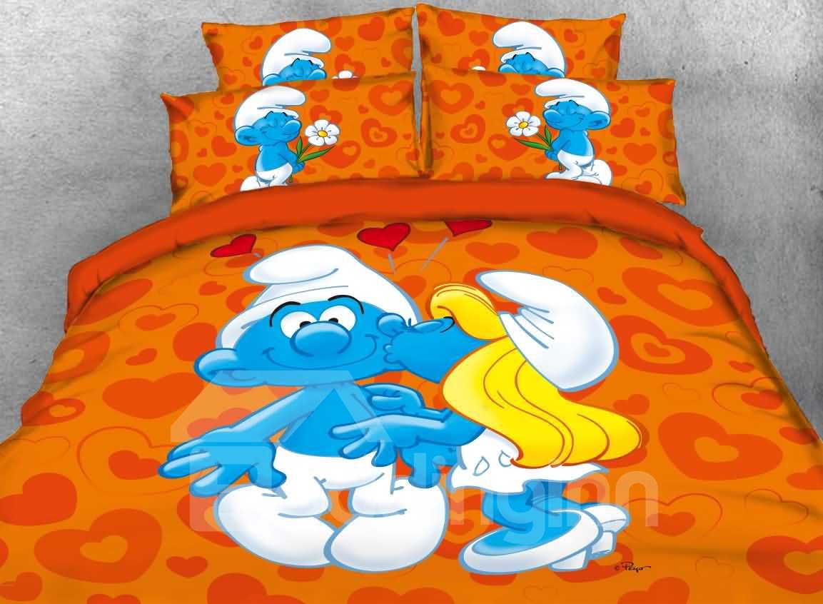 Smurf Smurfette Kiss True Love Twin 3-Piece Kids Bedding Sets/Duvet Covers