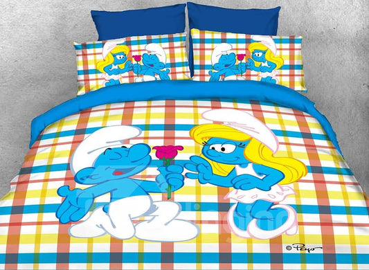 Courting Smurf Smurfette Valentine Printed Twin 3-Piece Kids Bedding Sets