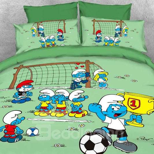 Soccer Smurf Win Trophy at the Match Twin 3-Piece Kids Bedding Sets