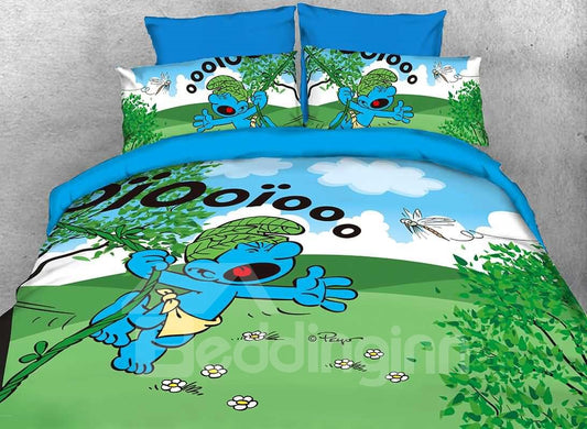 Wild Smurf in Jungle Natural Twin 3-Piece Kids Bedding Sets/Duvet Covers