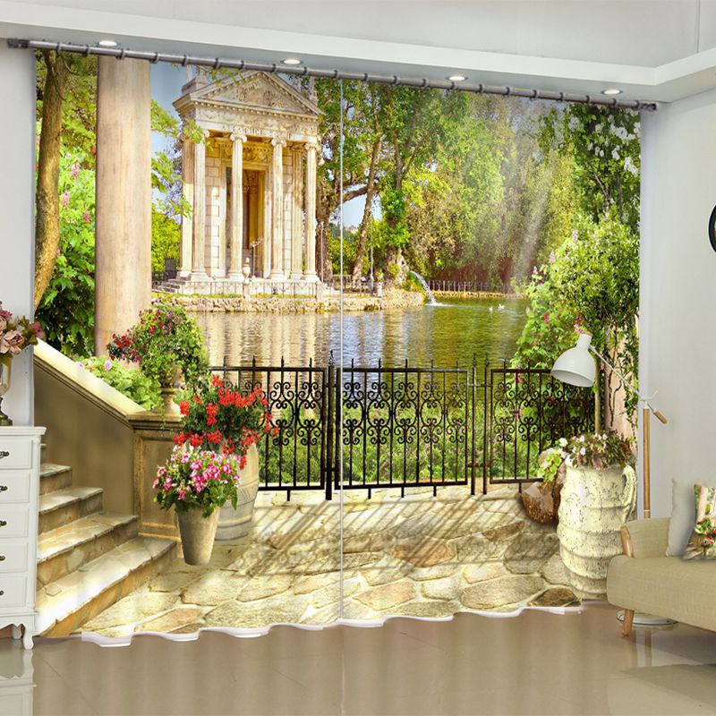 3D Retro and European Style 2 Panels Custom Living Room Window Drapes