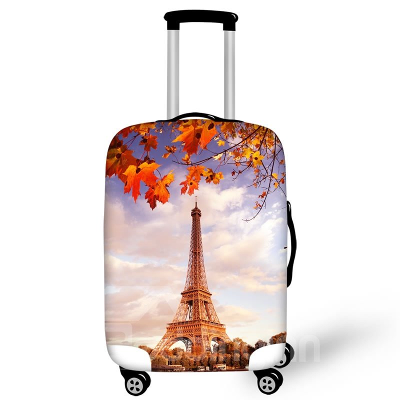 Protector impermeable para maleta de equipaje con hojas de arce de la Torre Eiffel para 19 20 21