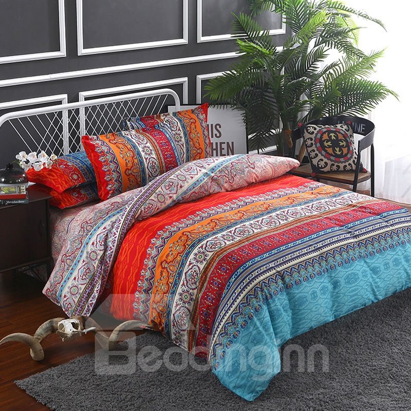 Chic Bohemia Style Floral Pattern Polyester 4-Piece Bedding Sets/Duvet Cover