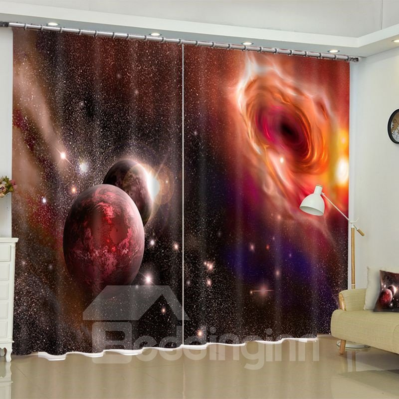 The Vast Universe Printed Custom Polyester Living Room Blackout 3D Curtain