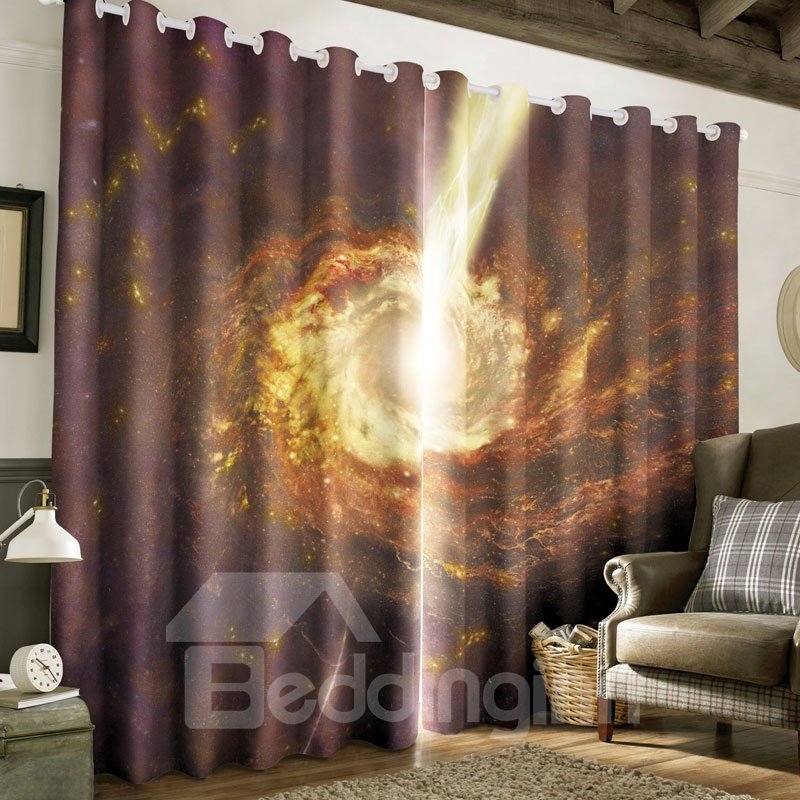 Splendid Starry Scene Printed 2 Panels Thick Polyester Blackout Window Drape
