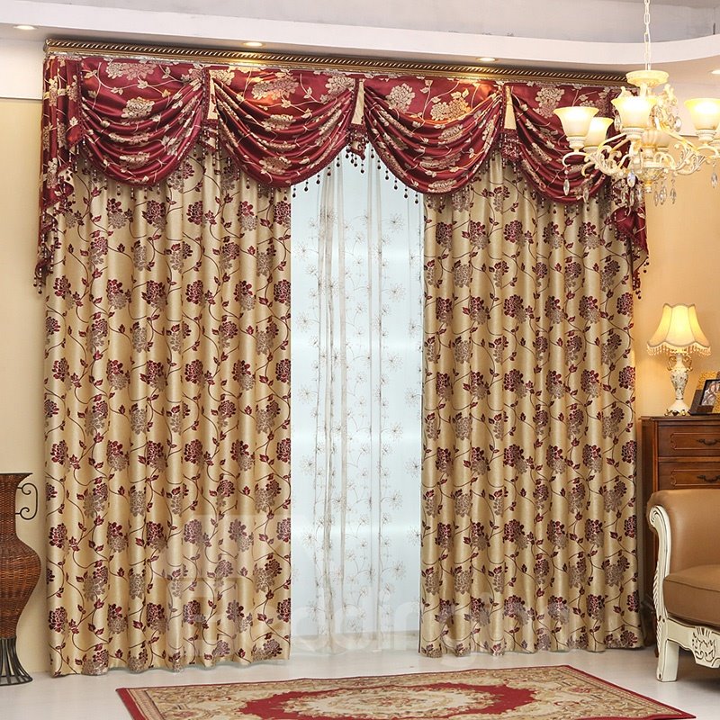 Elegant Double Side Jacquard Effect Curtain Panels For Living Room Custom Blackout Curtain