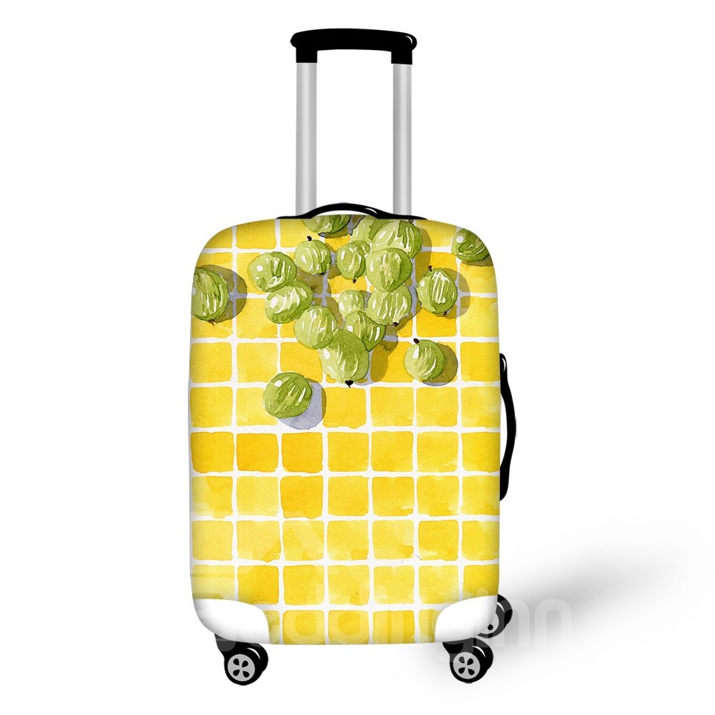 3D Fruits with Bright Yellow Squares Painted Luggage Protect Cover