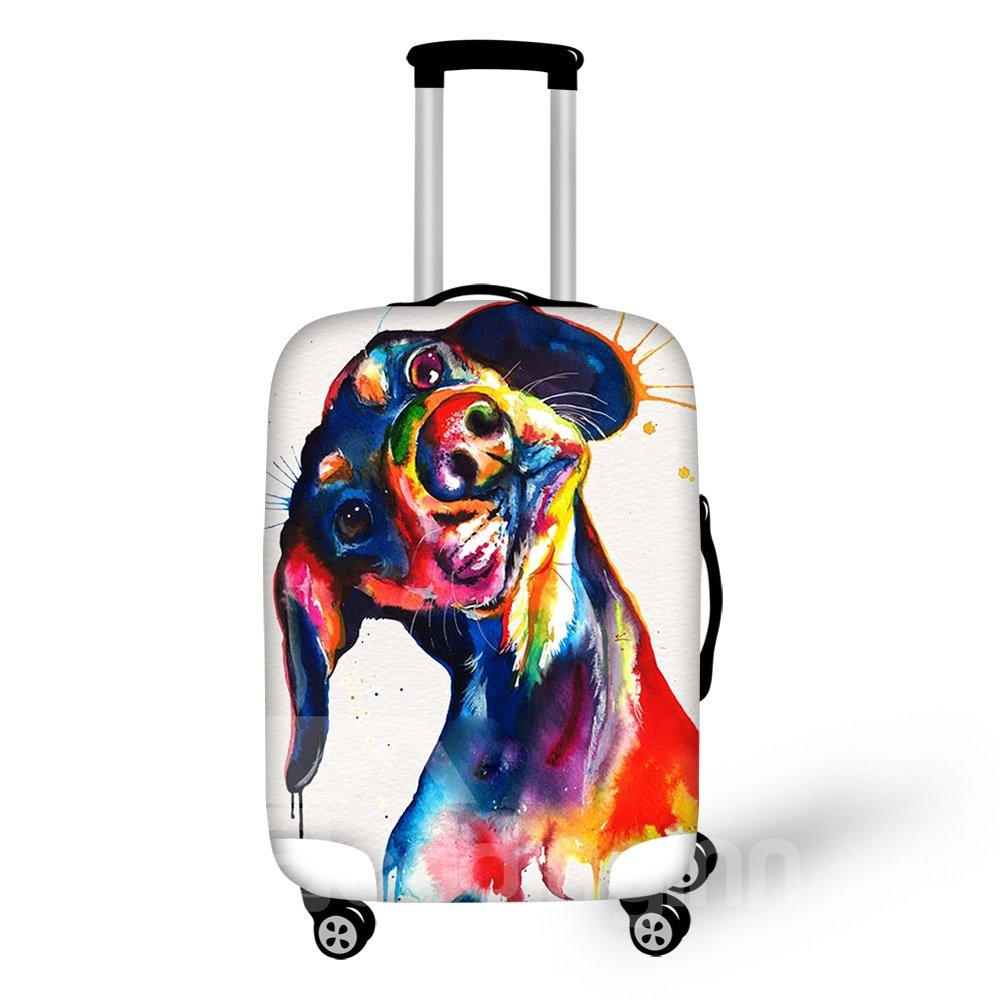 Funda protectora para equipaje pintada con perro grande con pintura al óleo en 3D