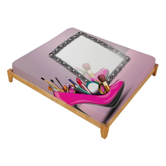 3D Feminine High Heels Makeup Tools Printed Polyesters Fitted Sheet