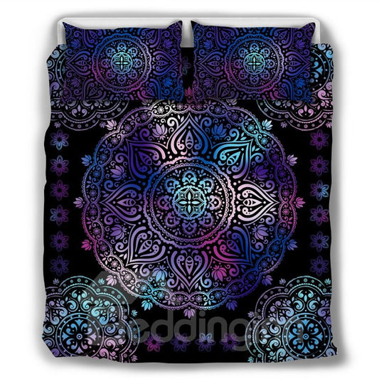 Paisley Bohemian Style Dark Purple Pattern 4-Piece Bedding Set/Duvet Cover Set