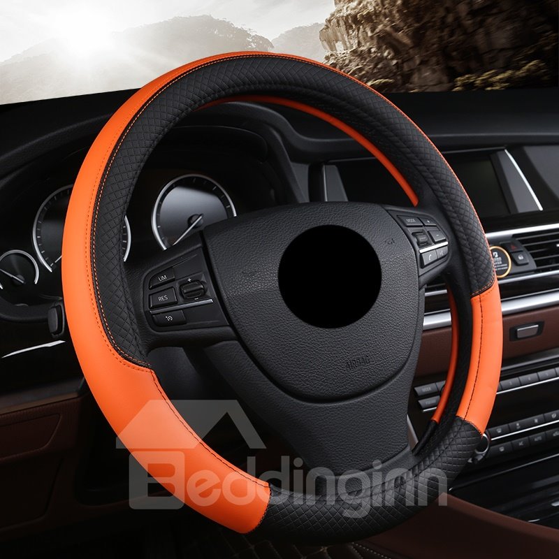 Leather Material All Seasons Business Style Steering Wheel Cover