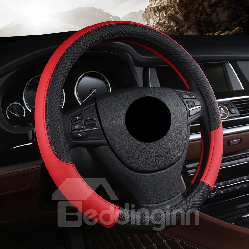 Leather Material All Seasons Business Style Steering Wheel Cover