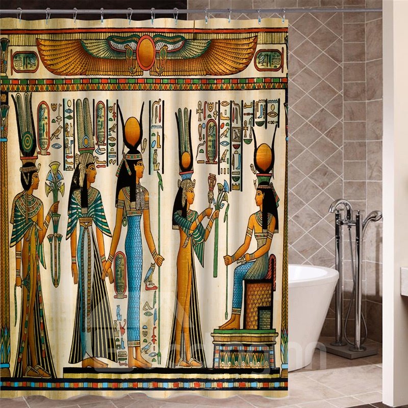 Cleopatra Pattern Waterproof Polyester Material Bathroom Shower Curtain