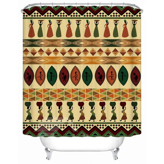 Wasserdichter, schimmelresistenter Duschvorhang aus Polyestermaterial mit geometrischem Muster