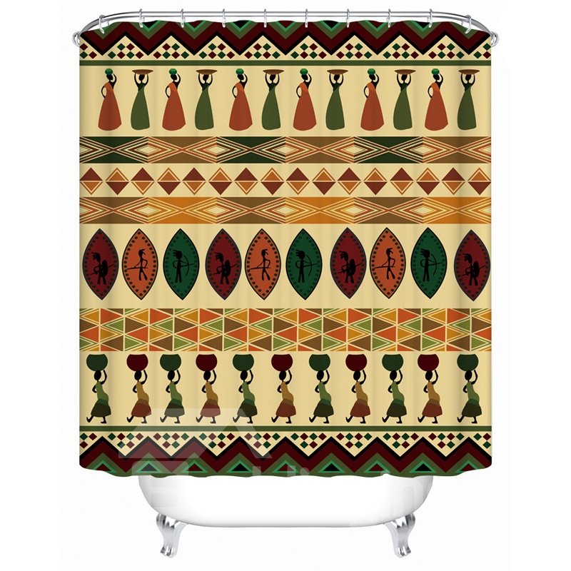 Wasserdichter, schimmelresistenter Duschvorhang aus Polyestermaterial mit geometrischem Muster