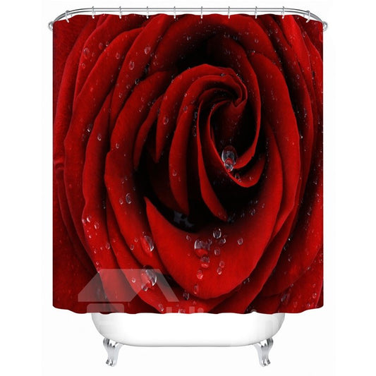Polyester Material Rose Pattern Mold and Mildew Resistant Shower Curtain