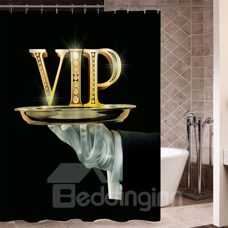 VIP Pattern Eco-friendly Material Mildew Resistant Anti-Bacterial Shower Curtain