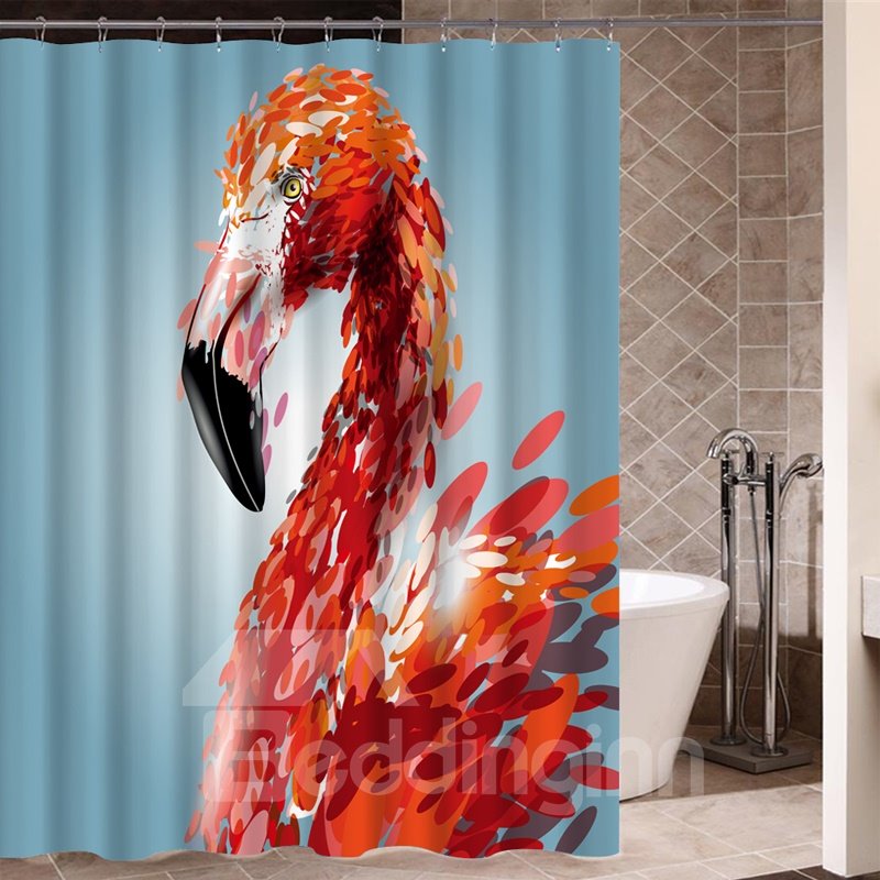 Flamingo Pattern Eco-friendly Material Mildew Resistant Shower Curtain
