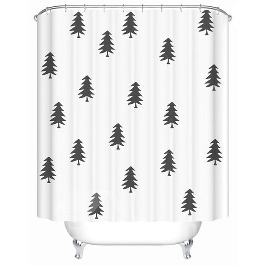 Duschvorhang mit Baummuster, schimmelresistent, wasserdicht, Polyestermaterial