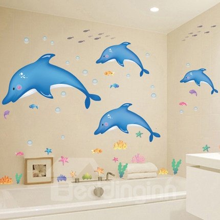 Patrón de delfines vivos creativo DIY decoración del hogar etiqueta extraíble para pared 