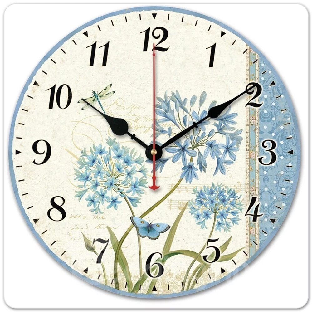 Dandelion Pattern Retro Style Noiseless Wood Material Wall Clock