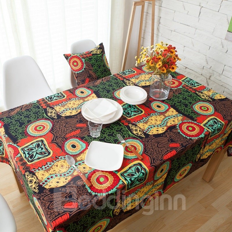 Exotic Style Cotton Waterproof Anti-Fouling Tablecloth Set