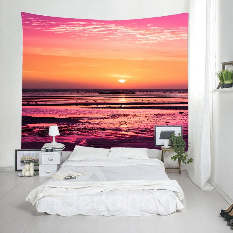 3D Red Sunset Scenery Printed Decorative Hanging Wall Tapestry