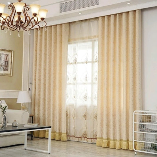 Beige Lace Modern Style Room Darkening Curtain