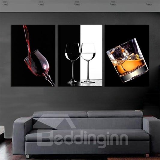 Copa de vino impermeable y respetuosa con el medio ambiente, 11,8 x 17,7 pulgadas x 3 piezas, impresiones en lienzo para colgar en la pared