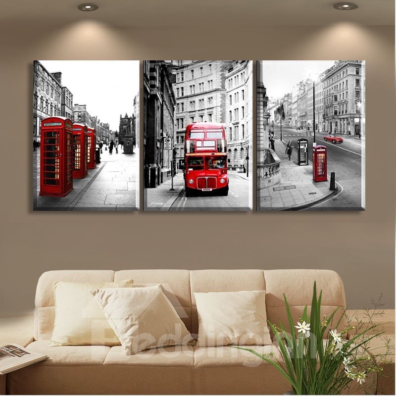 11.8*17.7in*3 Pieces Red Car Hanging Canvas Waterproof And Eco-friendly Wall Prints