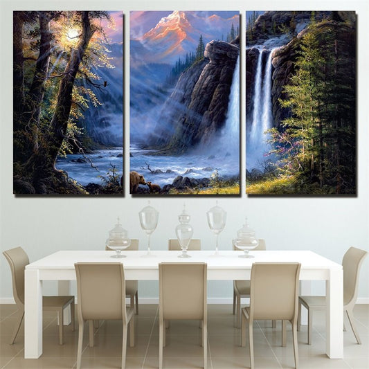 Patrón de cascada creativo, 3 piezas, lienzo colgante, impresiones de pared enmarcadas ecológicas impermeables