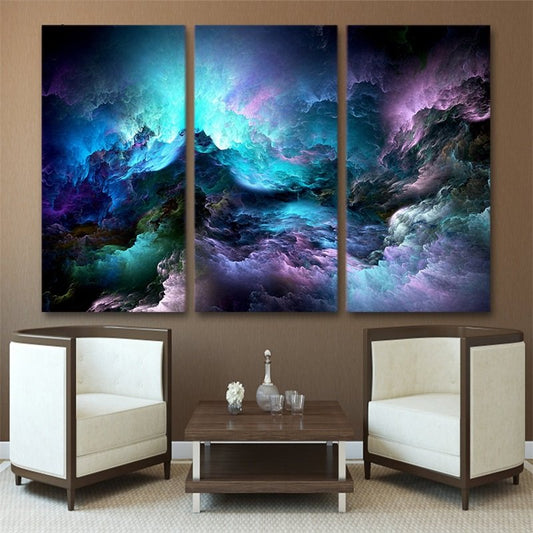 Patrón abstracto de aurora, lienzo colgante de 3 piezas, impresiones de pared enmarcadas ecológicas impermeables